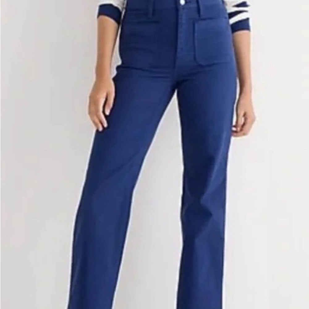 Jcrew High-rise Full-length Garment-dyed Flare Jeans in Mediterranean Navy